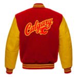 Calgary Flames Red and Gold Varsity Jacket - Image 2