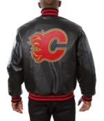 Varsity Calgary Flames Black Leather Jacket - Image 2