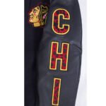 Chicago Blackhawks Animal Print Varsity Wool/Leather Jacket - Image 9