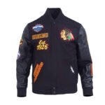 Chicago Blackhawks Animal Print Varsity Wool/Leather Jacket