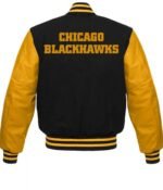 Chicago Blackhawks NHL Varsity Black and Yellow Jacket - Image 2