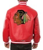 Varsity Chicago Blackhawks Red Leather Jacket - Image 2