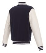 Columbus Blue Jackets Bomber Varsity Blue and White Jacket - Image 2