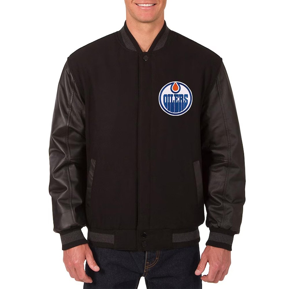edmonton-oilers-black-varsity-jacket-1.jpg Edmonton Oilers Varsity Black Jacket - Image 1