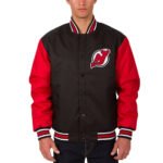 New Jersey Devils Front Hit Poly Twill Black and Red Jacket