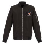 Lightweight Philadelphia Flyers Nylon Bomber Black Jacket
