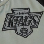 LA Kings Vintage Logo Double Clutch Gray Satin Jacket - Image 4