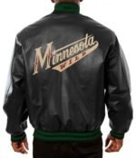 Varsity Minnesota Wild Black Leather Jacket - Image 2