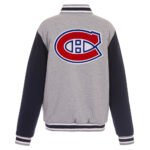 Montreal Canadiens Gray and Black Varsity Wool Jacket - Image 2