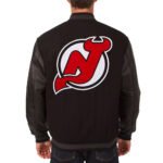 New Jersey Devils Varsity Black Wool & Leather Jacket - Image 2