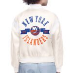 NY Islanders Printed Logo Varsity Satin Jacket - Image 4