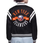 NY Islanders Printed Logo Varsity Satin Jacket - Image 3