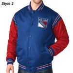 NY Rangers Color Block Wordmark Satin Jacket - Image 2