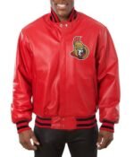 Ottawa Senators Varsity Leather Red Jacket