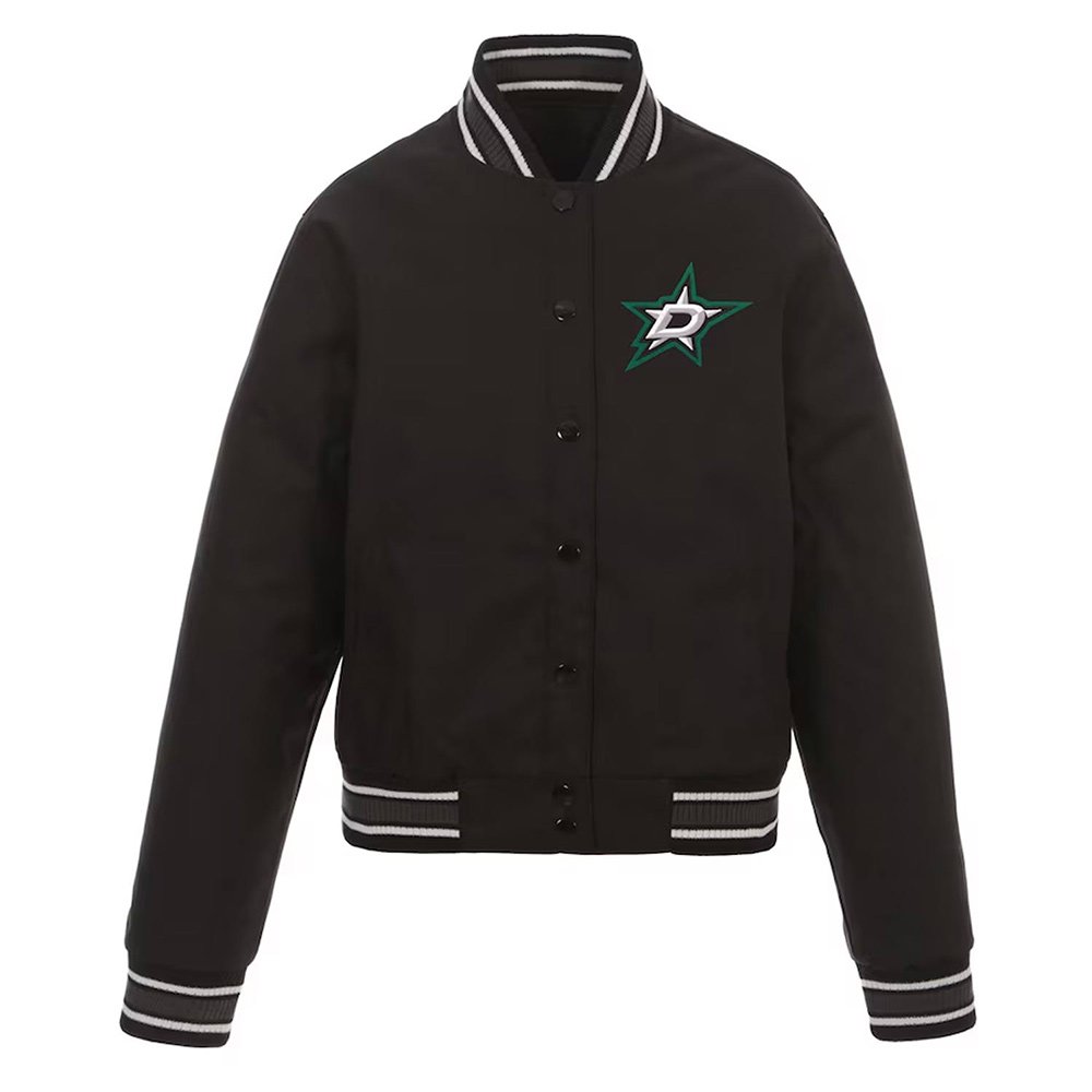 poly-twill-front-hit-dallas-stars-black-jacket-1.jpg Dallas Stars Front-Hit Poly-Twill Black Jacket - Image 1