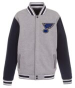 St. Louis Blues Varsity Royal/Gray Wool Jacket - Image 2