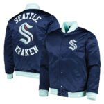 Seattle Kraken Deep Sea Blue Heavyweight Satin Jacket - Image 3