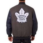 Toronto Maple Leafs Charcoal and Navy Varsity Jacket - Image 2