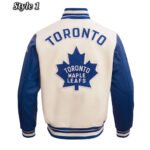Toronto Maple Leafs Retro Classic Rib Varsity Jacket - Image 3