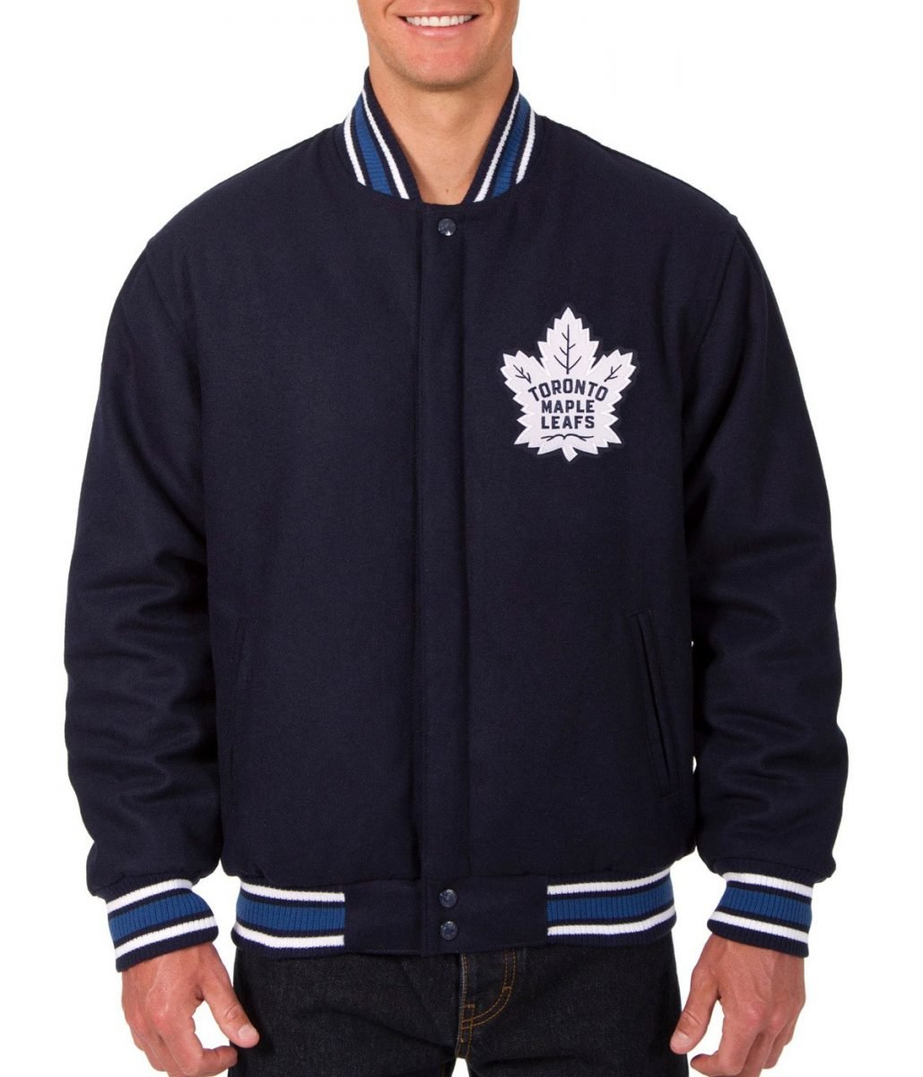 toronto-maple-leafs-wool-jacket-scaled-2-1.jpg Varsity Toronto Maple Leafs Navy Blue Wool Jacket - Image 1