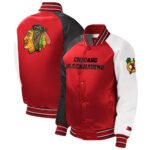 Youth Chicago Blackhawks Red Varsity Satin Jacket - Image 3